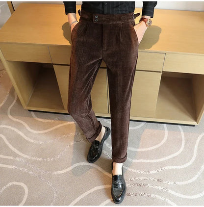 2024 New Light Luxury Chenille Neapolitan High Waist  Casual Pants for Men , Premium Feeling Slim Fit  Mens Dress Pants,pantalon