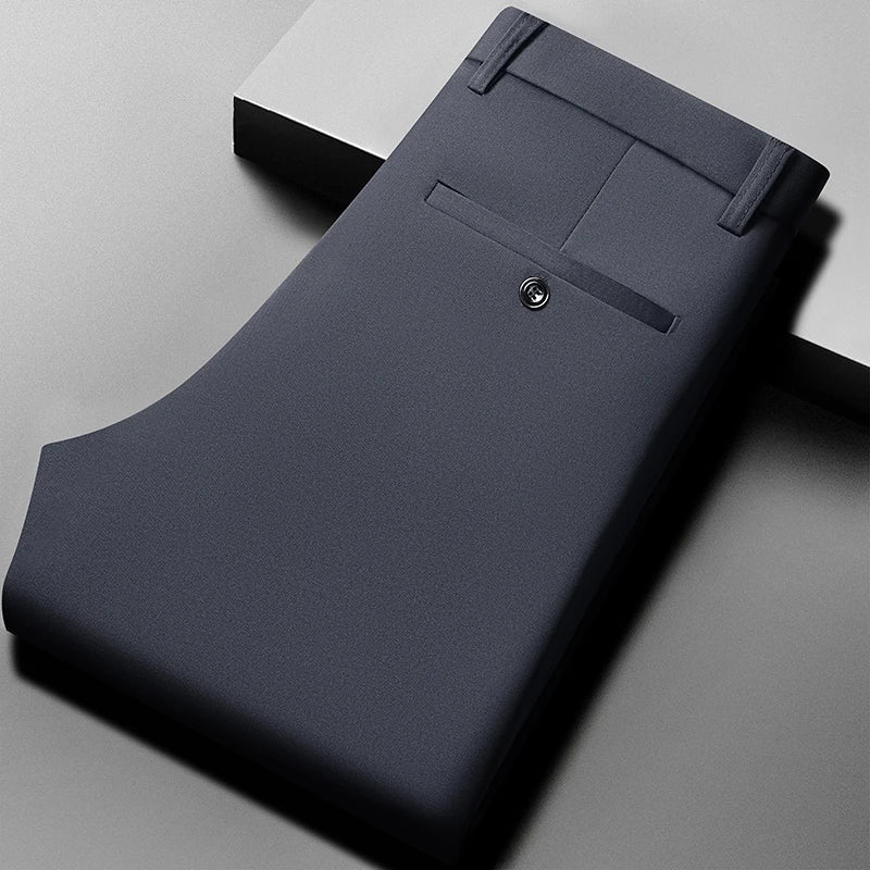 29-42 Men's Summer Pants Thin Straight Stretch Casual Pants with No Trace No Ironing Fabric Silky and Cool Feeling