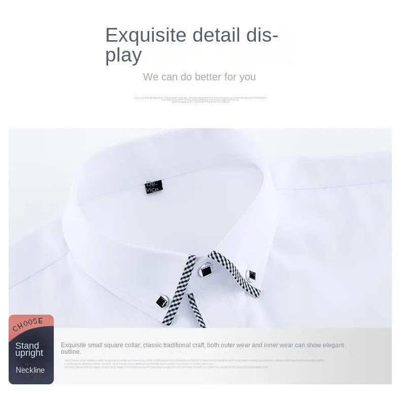 White Shirt for Men Long Sleeves Office Business Button-down Dress Shirts Casual Male Korean Fashion Slim Fit 5XL 6XL 7XL 8XL - BOC-WEAR