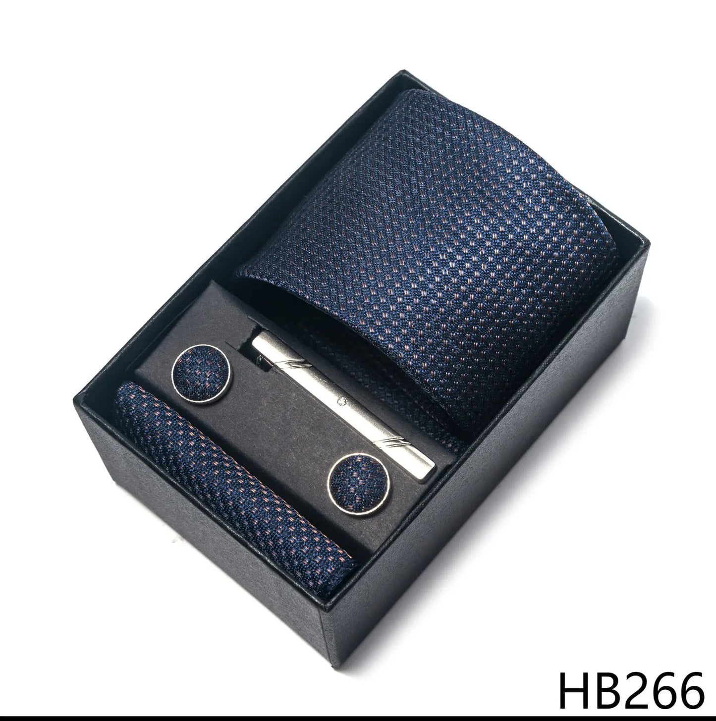 Premium Men's Tie Gift Set - 8cm Silk Necktie with Pocket Square, Cufflinks & Tie Clip - BOC-WEAR
