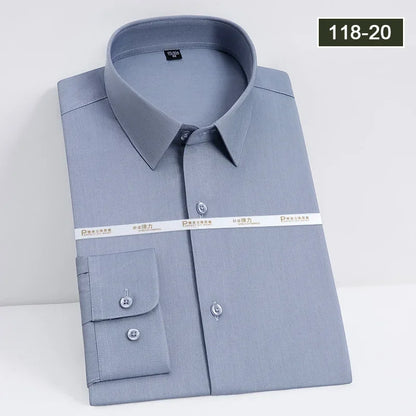 Men's white shirt long sleeved wedding business non ironing formal wear professional workwear casual wrinkle resistant shirt - BOC-WEAR