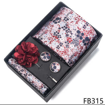 New Designer Blue Red Green Paisley Ties For Men Wedding Party Neck Tie Luxury Tie Pocket Square Cufllink Brooch Set - BOC-WEAR