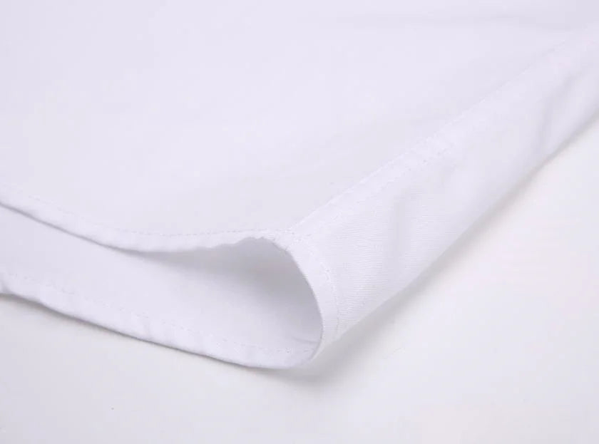 Men Shirt Long Sleeve Solid Basic Formal Dress Shirts Comfortable Business Social Standard-fit Easy-care Office White Shirt 5XL - BOC-WEAR