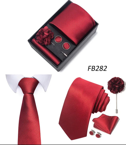 New Designer Blue Red Green Paisley Ties For Men Wedding Party Neck Tie Luxury Tie Pocket Square Cufllink Brooch Set - BOC-WEAR