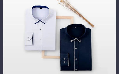 White Shirt for Men Long Sleeves Office Business Button-down Dress Shirts Casual Male Korean Fashion Slim Fit 5XL 6XL 7XL 8XL - BOC-WEAR