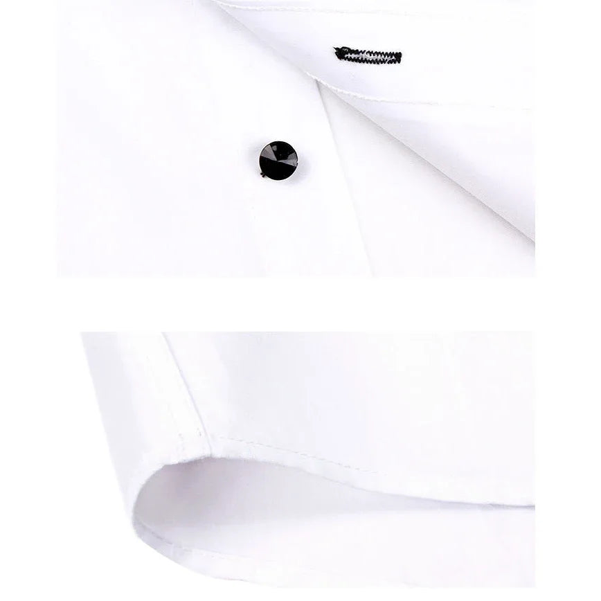 Premium Quality White Shirts for Men - Non-iron Wrinkle Resistant Dress Shirt Long Sleeve New Solid Male Clothing Black Navy - BOC-WEAR