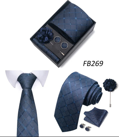 New Designer Blue Red Green Paisley Ties For Men Wedding Party Neck Tie Luxury Tie Pocket Square Cufllink Brooch Set - BOC-WEAR