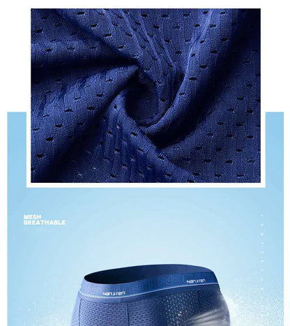 BOC-WEAR Men's Ice Silk Boxers - 4-Pack Breathable Mesh Underwear - BOC-WEAR