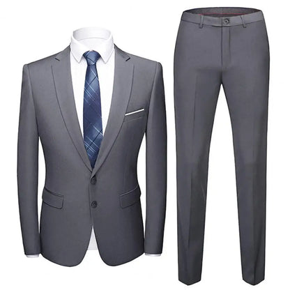 Wedding Suit For Men Set Elegant Blazers Formal 2 Pieces Full Jackets Pants Classic Business Coats 2024 - BOC-WEAR
