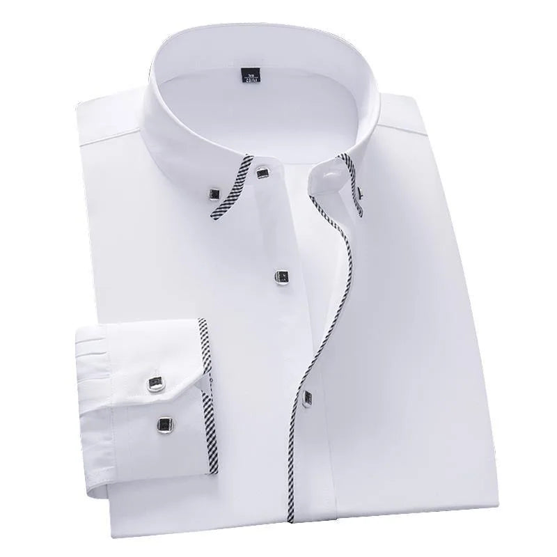 White Shirt for Men Long Sleeves Office Business Button-down Dress Shirts Casual Male Korean Fashion Slim Fit 5XL 6XL 7XL 8XL - BOC-WEAR