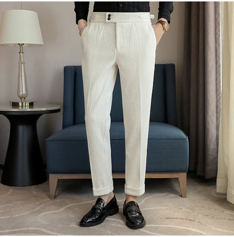 2024 New Light Luxury Chenille Neapolitan High Waist  Casual Pants for Men , Premium Feeling Slim Fit  Mens Dress Pants,pantalon