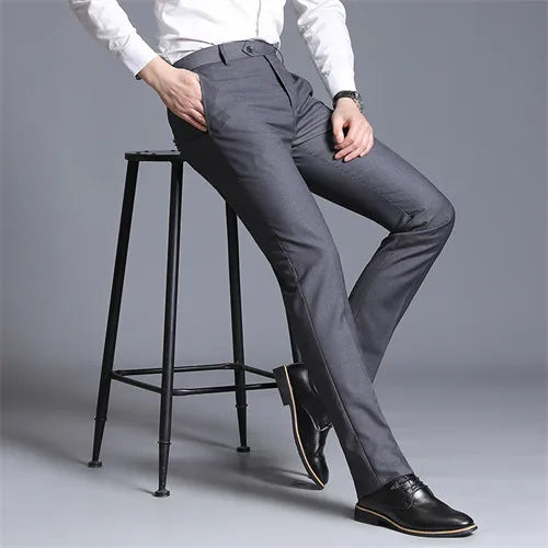 Autumn New Solid Business Casual Suit Pants, Men Clothing Simple All Match Formal Wear Office Trousers, Straight Men Pants 29-38