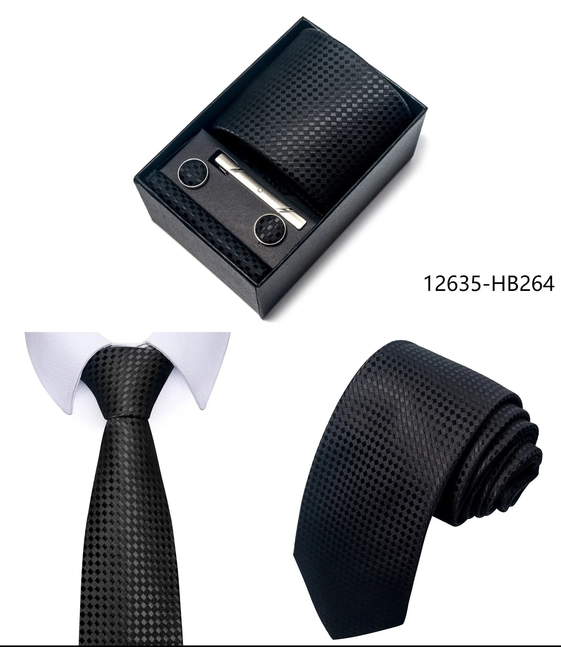 Luxury Brand 8 cm Tie Handkerchief Cufflink Clip Set For Men Wedding Gravata Suit Accessories Holiday Gift Box - BOC-WEAR