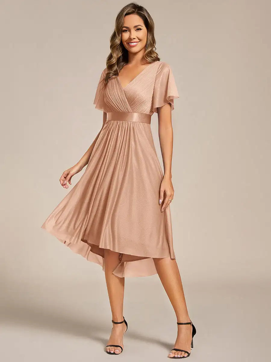 Ruffled Shimmer Wedding Guest Dress