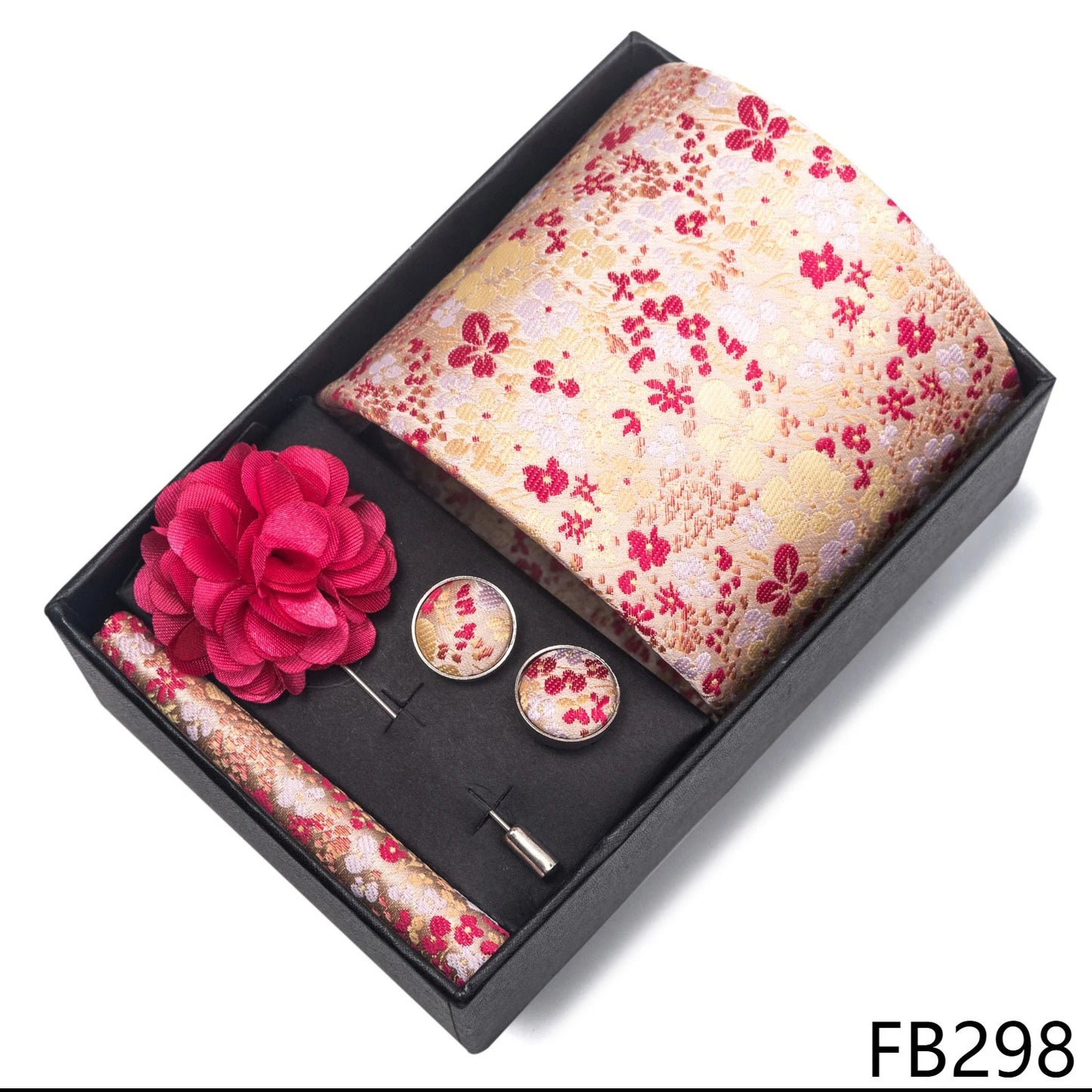 New Designer Blue Red Green Paisley Ties For Men Wedding Party Neck Tie Luxury Tie Pocket Square Cufllink Brooch Set - BOC-WEAR