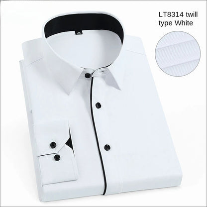 White Shirt for Men Long Sleeves Office Business Button-down Dress Shirts Casual Male Korean Fashion Slim Fit 5XL 6XL 7XL 8XL - BOC-WEAR