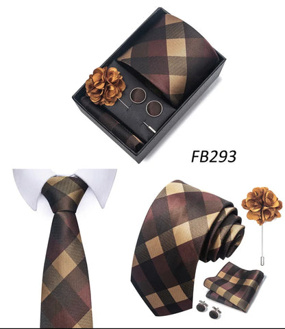 New Designer Blue Red Green Paisley Ties For Men Wedding Party Neck Tie Luxury Tie Pocket Square Cufllink Brooch Set - BOC-WEAR