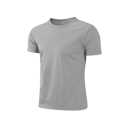 Men Short Sleeve Top Oversized White T-Shirt Man Casual Soild Shirt Quick Drying Gym Basketball t Shirts Soccer Tees Man Clothes - BOC-WEAR