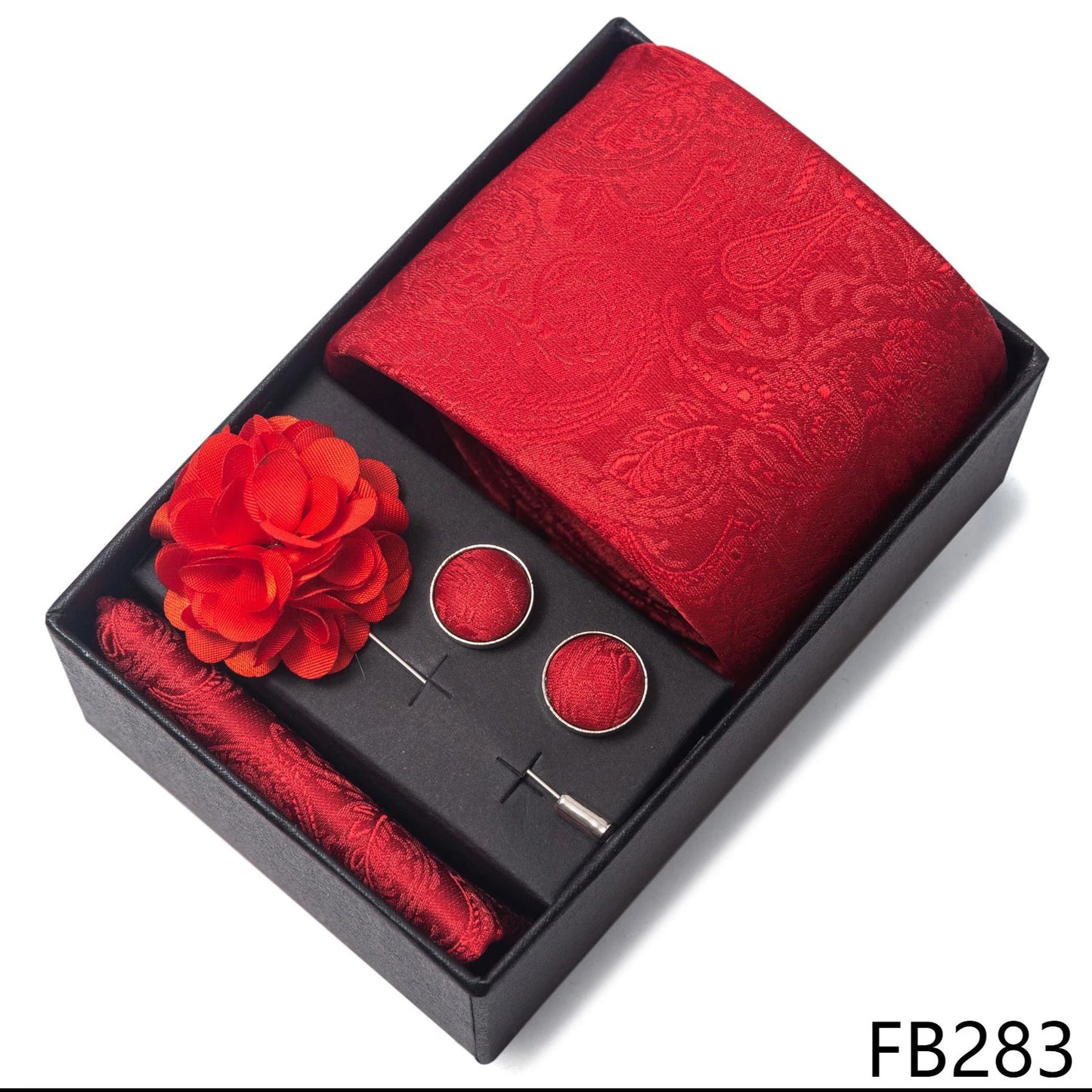 New Designer Blue Red Green Paisley Ties For Men Wedding Party Neck Tie Luxury Tie Pocket Square Cufllink Brooch Set - BOC-WEAR