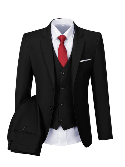 Men's 2-Piece Suits Classic Fit 2 Button Office Dress Suit Jacket Blazer and Pants - BOC-WEAR