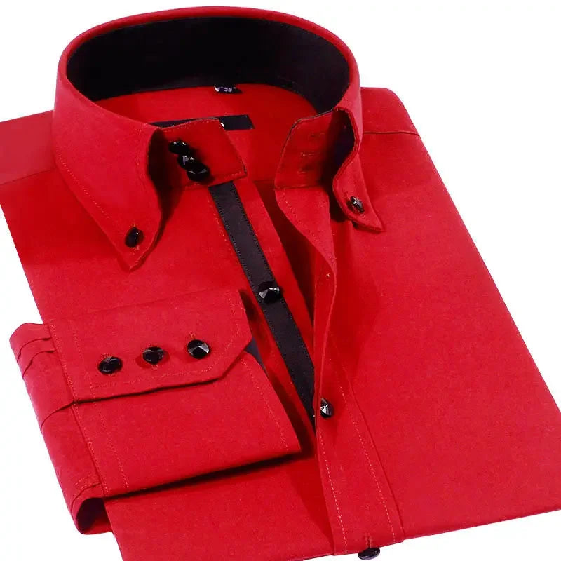 Premium Quality White Shirts for Men - Non-iron Wrinkle Resistant Dress Shirt Long Sleeve New Solid Male Clothing Black Navy - BOC-WEAR