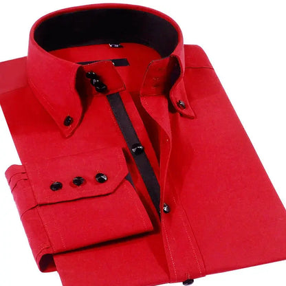 Premium Quality White Shirts for Men - Non-iron Wrinkle Resistant Dress Shirt Long Sleeve New Solid Male Clothing Black Navy - BOC-WEAR