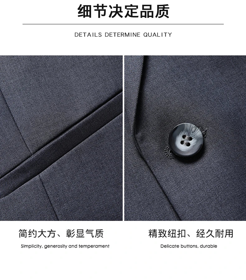 Suit Men Fashion  (Blazer+ Vest + Pants)  Business Wedding Work Casual Slim Professional Dress Groom Best Man Gentleman Suit - BOC-WEAR