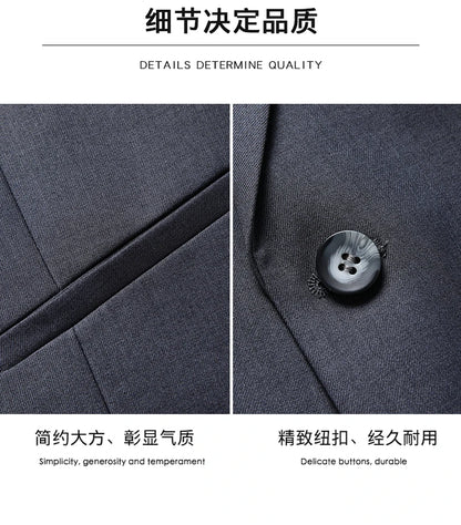Suit Men Fashion  (Blazer+ Vest + Pants)  Business Wedding Work Casual Slim Professional Dress Groom Best Man Gentleman Suit - BOC-WEAR