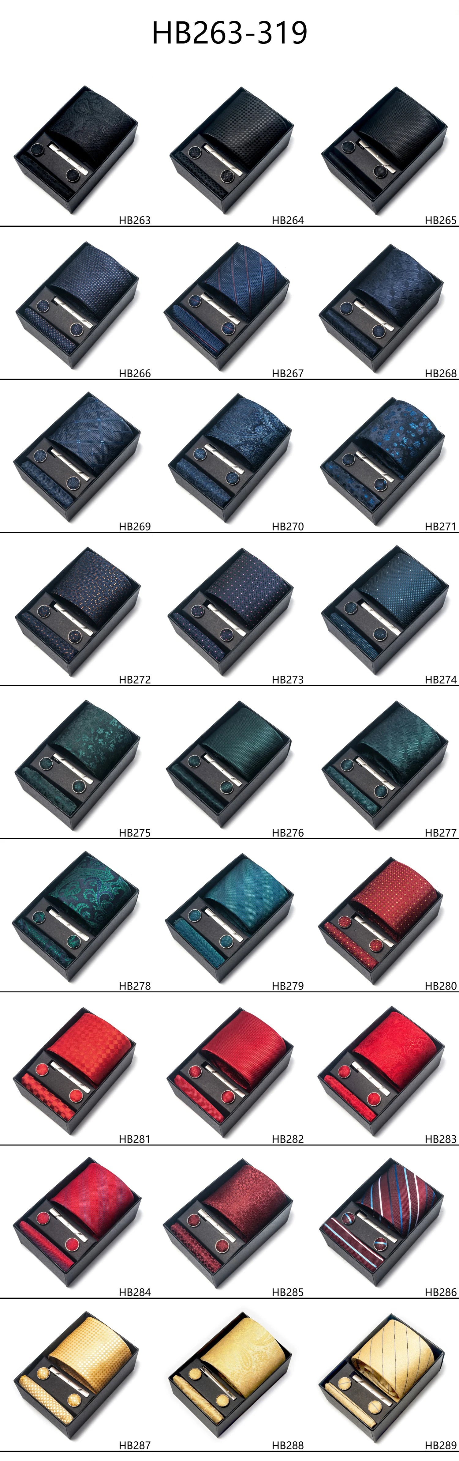 Luxury Brand 8 cm Tie Handkerchief Cufflink Clip Set For Men Wedding Gravata Suit Accessories Holiday Gift Box - BOC-WEAR