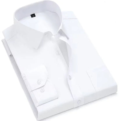 Mens Fashion Long Sleeve Shirts Cotton Spring Autumn Slim Fit White Blue Black Smart Male Casual Shirt Solid Clothing KOACUS - BOC-WEAR