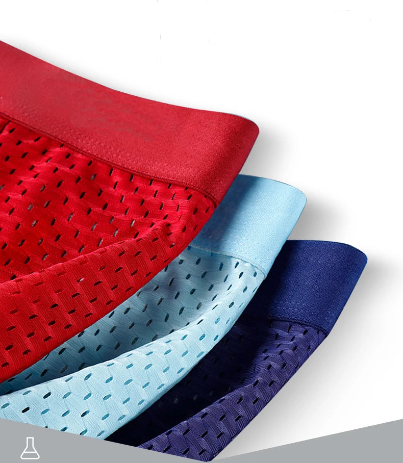 BOC-WEAR Men's Ice Silk Boxers - 5-Pack Breathable Mesh Underwear - BOC-WEAR