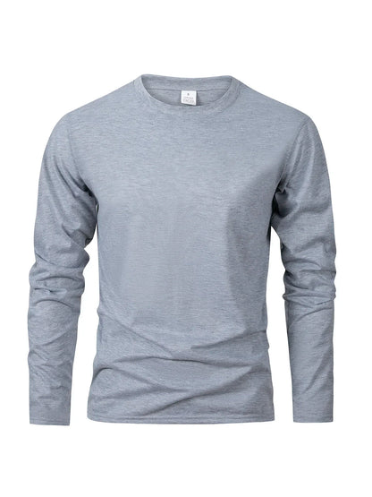 Men‘s Solid Color Long Sleeve T-shirt Fashion Cotton Men's T Shirts Simple Casual O-neck Unisex Tops Fitness Run Sports Pullover - BOC-WEAR
