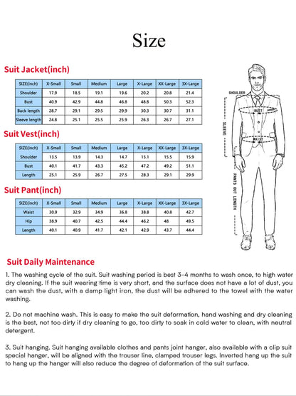 Men's 2-Piece Suits Classic Fit 2 Button Office Dress Suit Jacket Blazer and Pants - BOC-WEAR