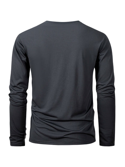 Spring Autumn Men‘s T-shirts Long Sleeve Casual Tops Solid Color High Quality Black T-Shirt Classic Men Clothing - BOC-WEAR