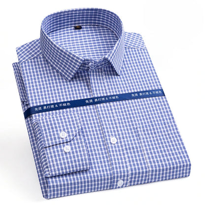 New Anti-Wrinkle Men's Shirts Long Sleeve For Men Slim Fit Stretch Camisa Social Business Formal Blouse White Office Shirt S-5XL - BOC-WEAR