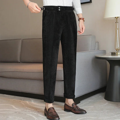 2024 New Light Luxury Chenille Neapolitan High Waist  Casual Pants for Men , Premium Feeling Slim Fit  Mens Dress Pants,pantalon