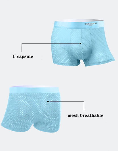 BOC-WEAR Men's Ice Silk Boxers - 5-Pack Breathable Mesh Underwear - BOC-WEAR