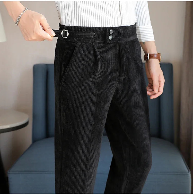 2024 New Light Luxury Chenille Neapolitan High Waist  Casual Pants for Men , Premium Feeling Slim Fit  Mens Dress Pants,pantalon