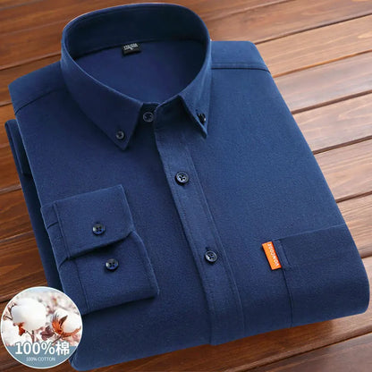 Men's shirt long sleeve 100% cotton spring/summer Oxford woven non-ironing anti-wrinkle Business casual high quality - BOC-WEAR