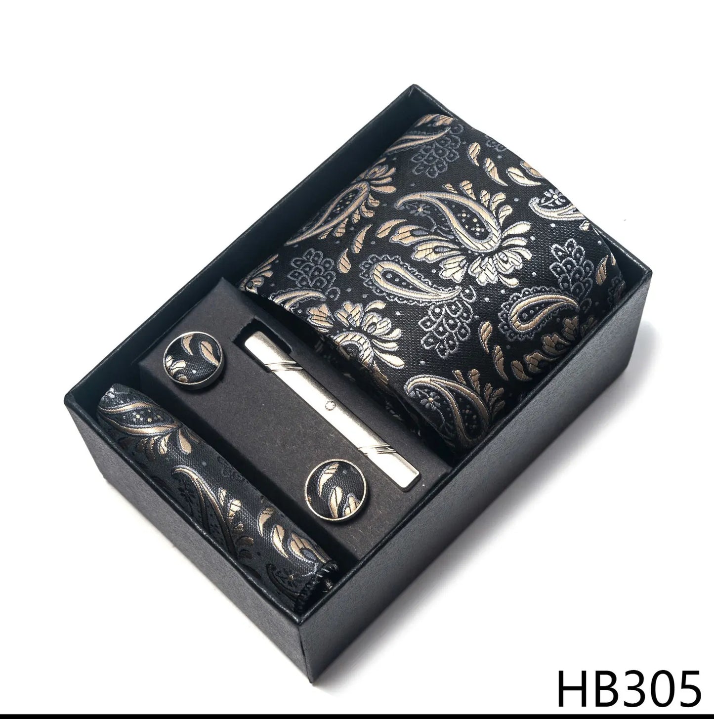 Luxury Brand 8 cm Tie Handkerchief Cufflink Clip Set For Men Wedding Gravata Suit Accessories Holiday Gift Box - BOC-WEAR