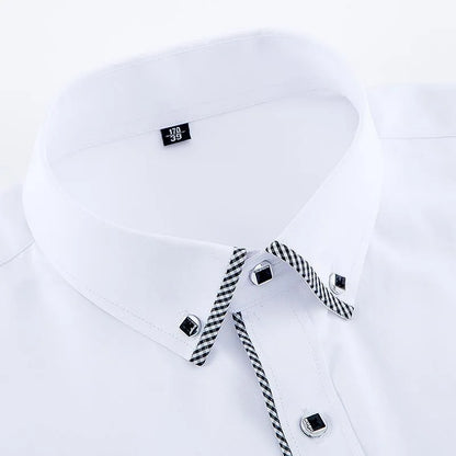White Shirt for Men Long Sleeves Office Business Button-down Dress Shirts Casual Male Korean Fashion Slim Fit 5XL 6XL 7XL 8XL - BOC-WEAR