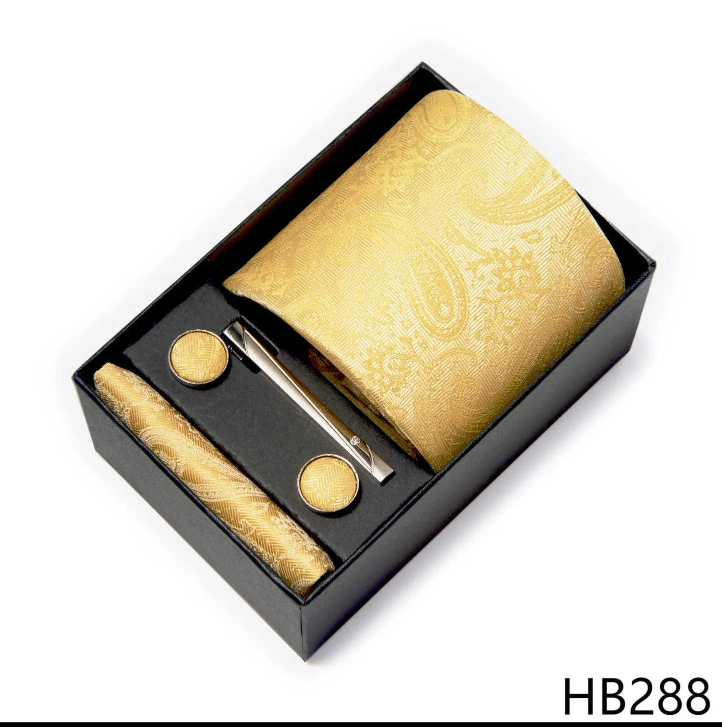 Luxury Brand 8 cm Tie Handkerchief Cufflink Clip Set For Men Wedding Gravata Suit Accessories Holiday Gift Box - BOC-WEAR