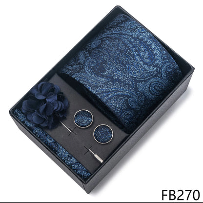 New Designer Blue Red Green Paisley Ties For Men Wedding Party Neck Tie Luxury Tie Pocket Square Cufllink Brooch Set - BOC-WEAR