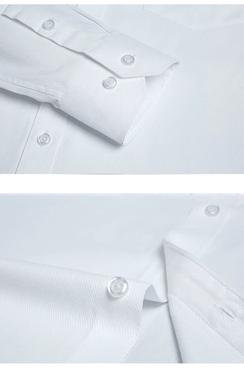 Mens Fashion Long Sleeve Shirts Cotton Spring Autumn Slim Fit White Blue Black Smart Male Casual Shirt Solid Clothing KOACUS - BOC-WEAR