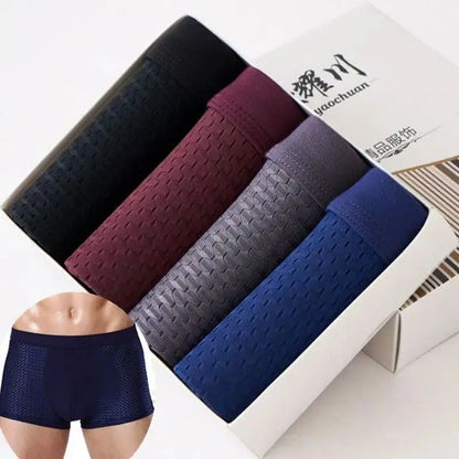 BOC-WEAR Men's Ice Silk Boxers - 4-Pack Seamless Summer Underwear - BOC-WEAR