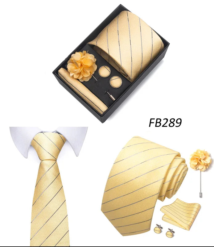 New Designer Blue Red Green Paisley Ties For Men Wedding Party Neck Tie Luxury Tie Pocket Square Cufllink Brooch Set - BOC-WEAR