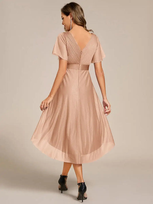 Ruffled Shimmer Wedding Guest Dress
