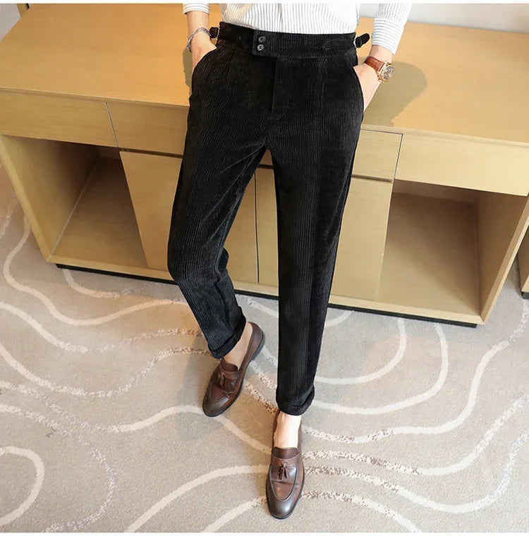 2024 New Light Luxury Chenille Neapolitan High Waist  Casual Pants for Men , Premium Feeling Slim Fit  Mens Dress Pants,pantalon