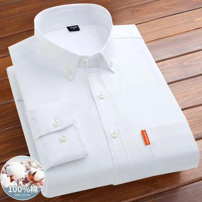 Men's shirt long sleeve 100% cotton spring/summer Oxford woven non-ironing anti-wrinkle Business casual high quality - BOC-WEAR