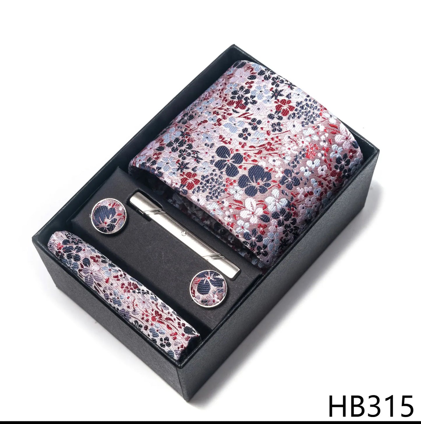 Premium Men's Tie Gift Set - 8cm Silk Necktie with Pocket Square, Cufflinks & Tie Clip - BOC-WEAR